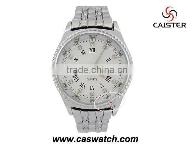 fashion custom crystal face quartz stainless steel watch for men big face watch Roman numbers face stainless steel watch