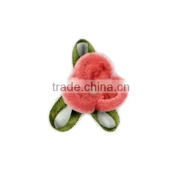 Pearl center downy flower with green leaves for DIY