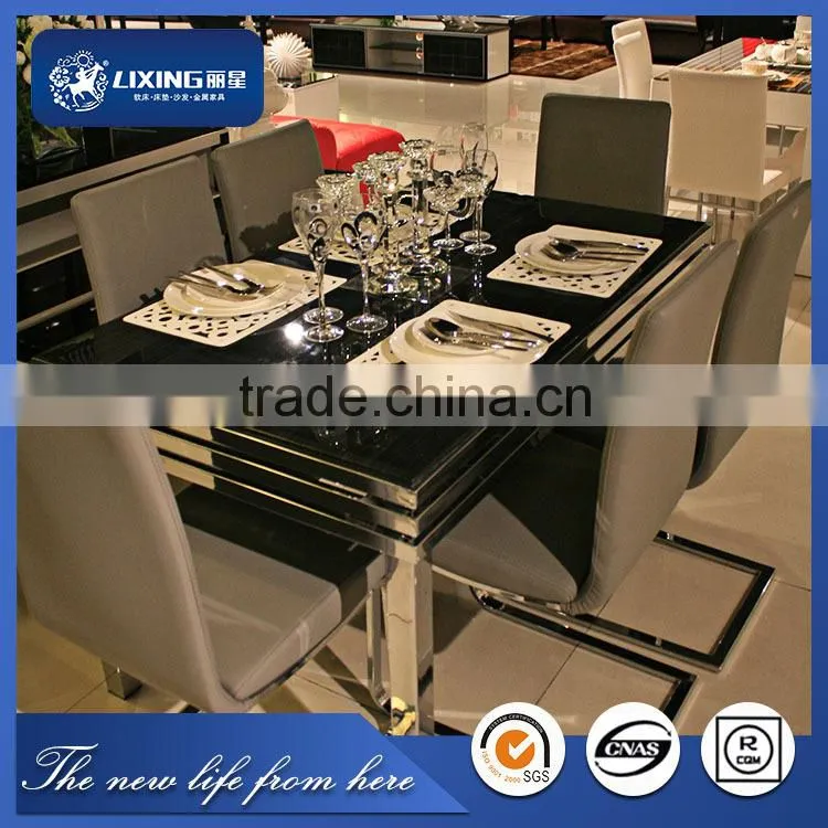 LT827+LY825#fashional designed black dining table marble