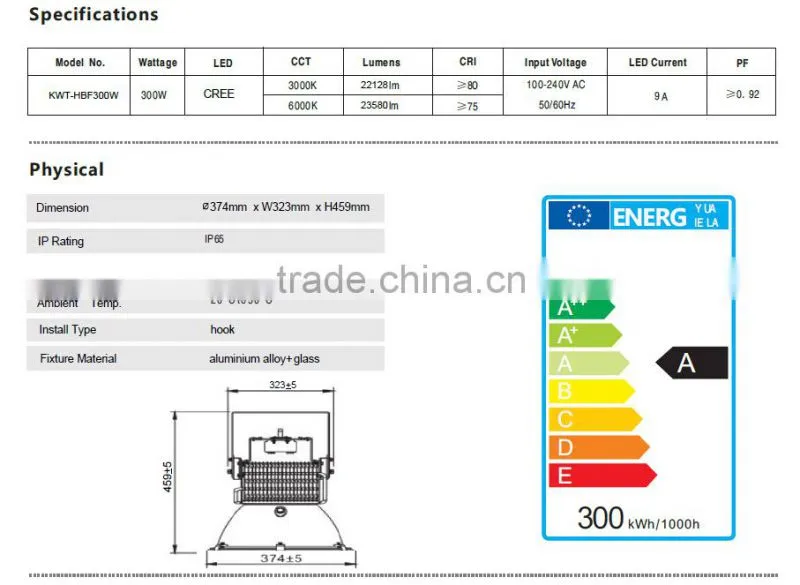 CE/RoHS/SAA Good Quality Industrial Lighting IP65 LED High Bay Light with 5 Years Warranty 100-500W