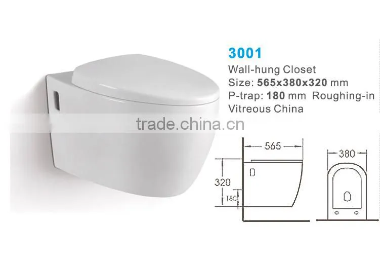 ceramic wall hung toilet and wall wc for hotel toilet