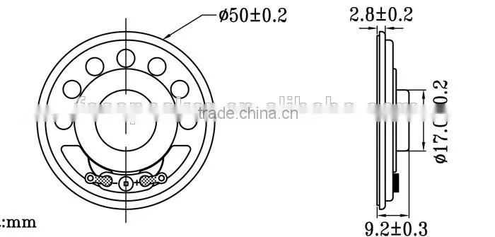 50mm 8ohm 1W micro speaker with paper cone