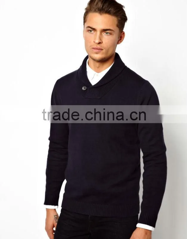 Man's Regular Fit Sweater with Waffle shawl collar