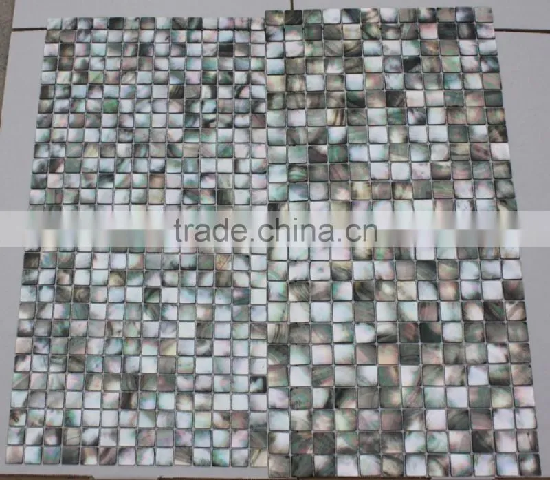 Factory supplier Blacklip sea shell mosaic sheet,with joints on mesh,bathroom tile