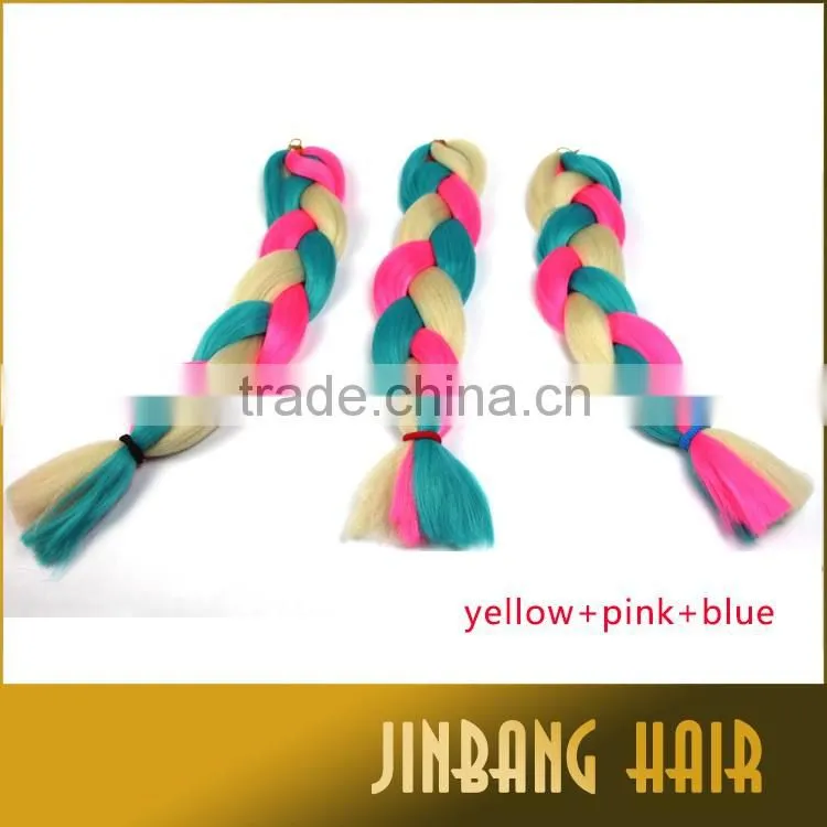 2016 Hot selling mix color ombre synthetic hair braiding/ombre color jumbo braid synthetic hair for summer fashion