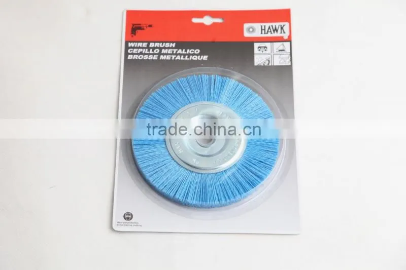 nylon wire wheel brushes packed on display cards, diameter 150mm or 6"