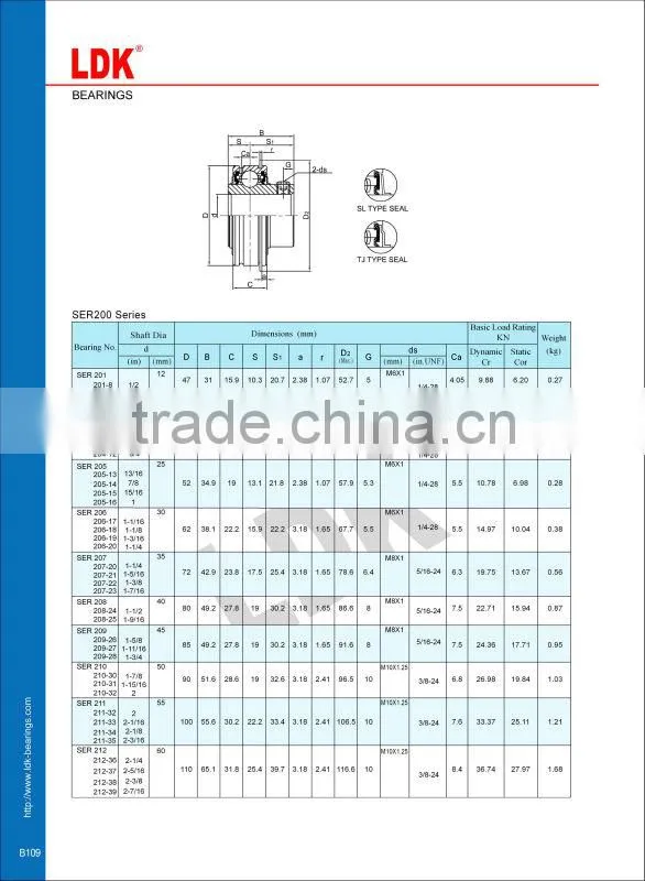 SER208 Special Ball Bearing