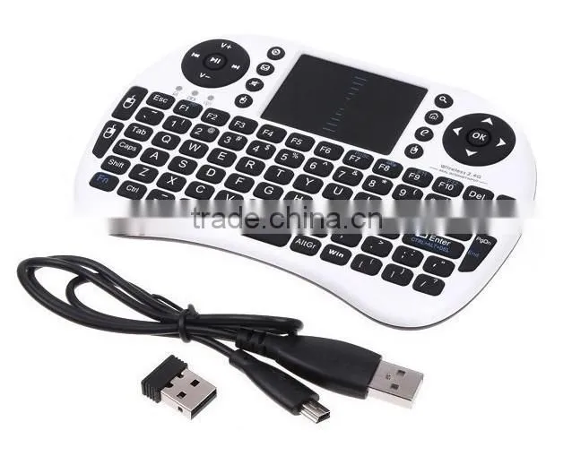 wireless keyboard i8 mini qwerty keyboard with multimedia control keys and PC gaming control keys