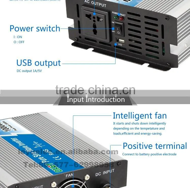 CE RoHS approved OPIP-1000w DC12v to AC 110v/220v good quality high frequency inverter sine wave used for household appliances