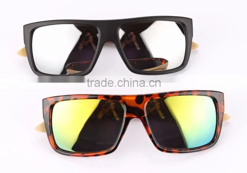 JMP622 2016 Popular Hot Sale Name Branded Cheap Mirrored Black Frame Plastic Bamboo Sunglasses