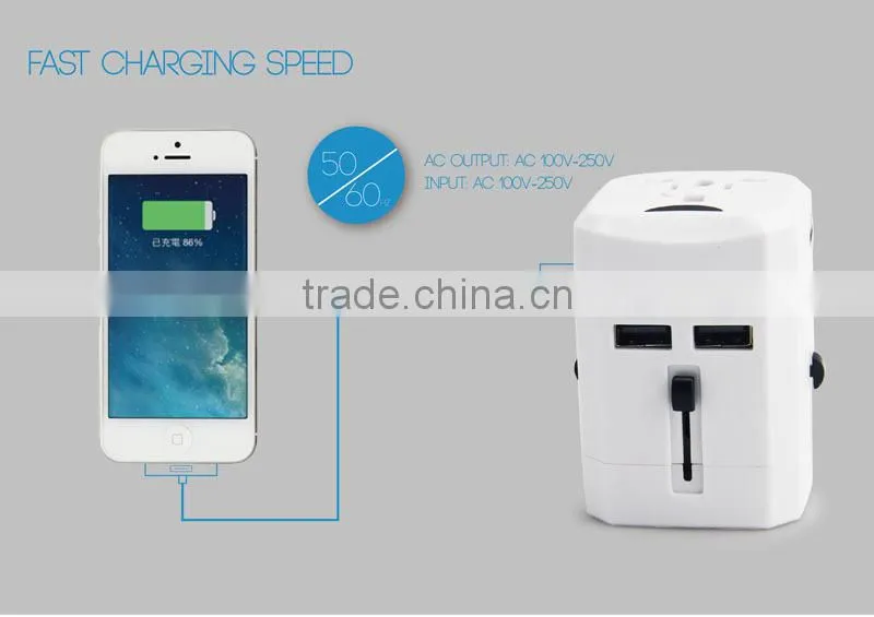universal usa travel adaptor with electrical switch socket 2500Ma