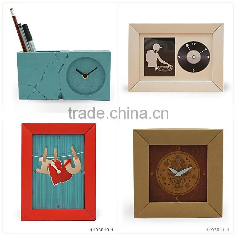 Cheap Customized DIY Recycled Paper Wall Clocks with Photo Frame