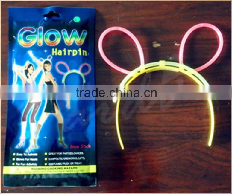 Wholesale foilbag packing glowing hairclips light in the dark