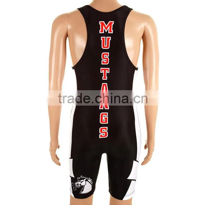 Custom brand usa sublimated blank white black wrestling singlets