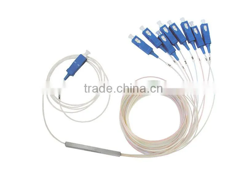 0.9mm steel tube Mini blockless SC/UPC 1x8 Splitter non Box