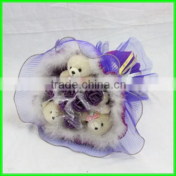 2013 hot sale purple plush bear bouquets