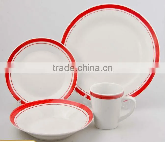 High grade dinner set porcelain crockery items with color band