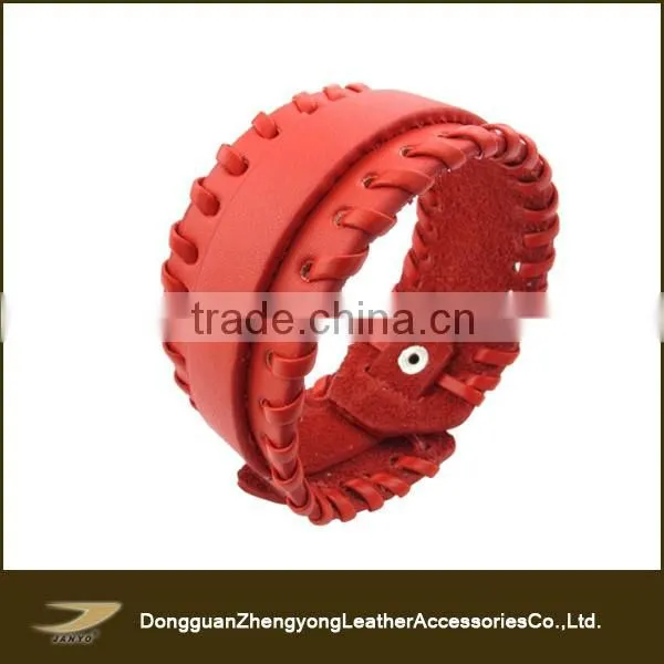 Personalized punk braided red leather charm bracelets for women