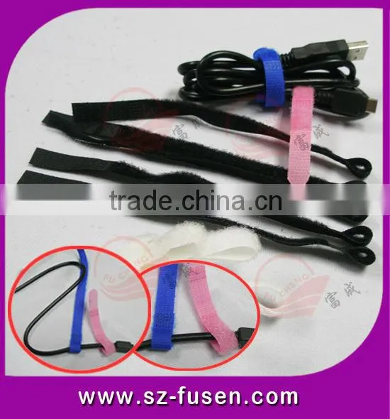 Custom Fastener magic tape Cable Ties With White