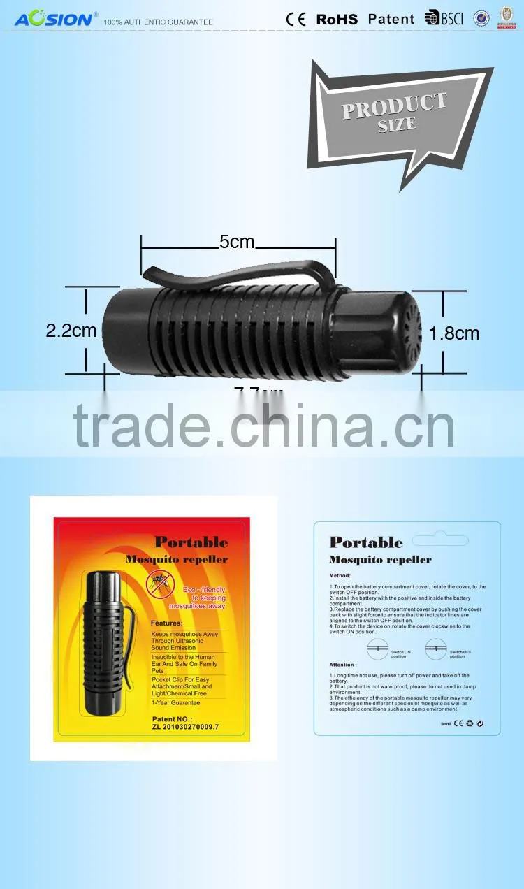 Top Rated Patent Bettery Operated Portable Ultrasonic Mosquitos Repellers