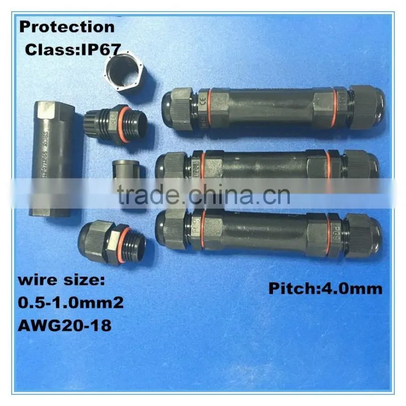 hot sale 250V cable type IP67 waterproof connectors 2pin 3pin