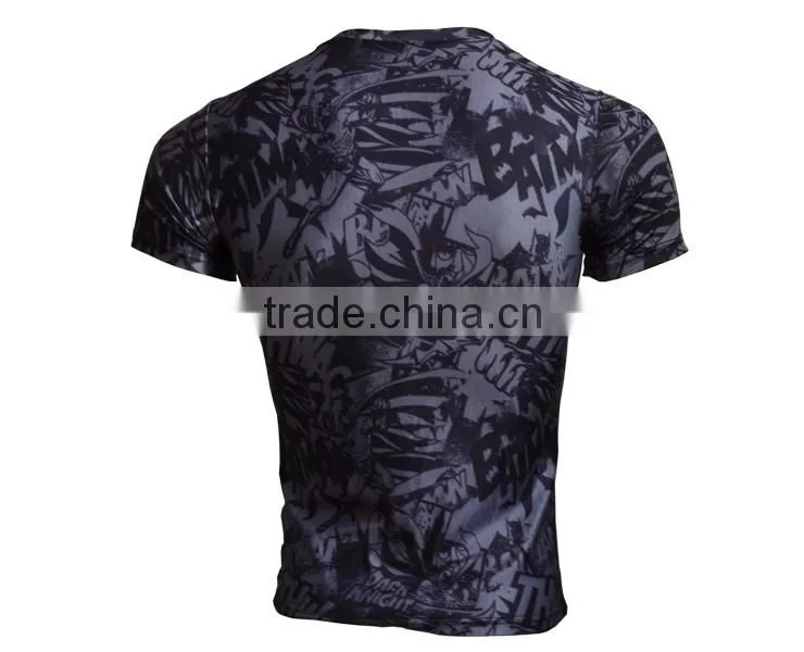 Marvel Men's Bat-man Pattern Tights Shirt Compression Fitness 3d Printed T Shirt Superhero Quick Dry Male Tops Brand Clothing