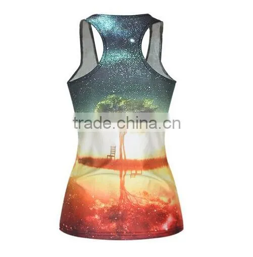 Women Sexy Bodycon Delicate Summer New Tree Print 3D Vest Tops
