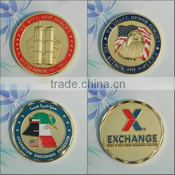 Custom die stamping promotional metal 3d gold coin