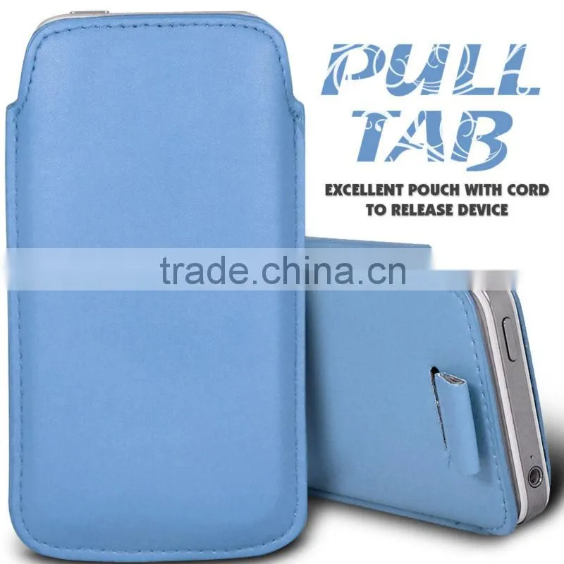Wallytech Soft PU Leather Pull TAB Slip Pouch Case Cover For Samsung Galaxy S4 I9500 Pull Leather Case