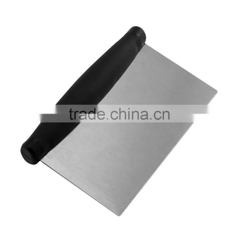 15cm Measuring Scale Stainless Steel Knife Blade Dough Scraper With No-Slip TPR Black Handle