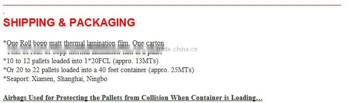 Glossy 22micron (12BOPP+10EVA) BOPP Thermal Laminating Film