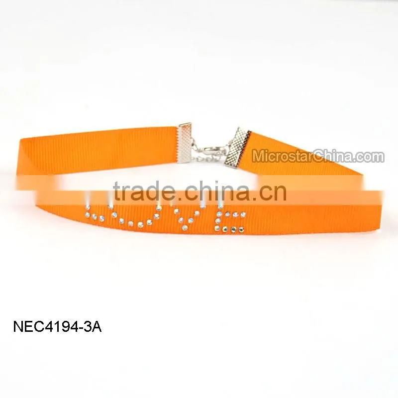 Hotsale Latest Design Resin Crystal Beads Ribbon Necklace