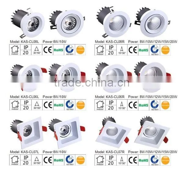 Recessed Mounting 8W LED Downlights / 3 Years Warranty Rotatable COB LED Downlight