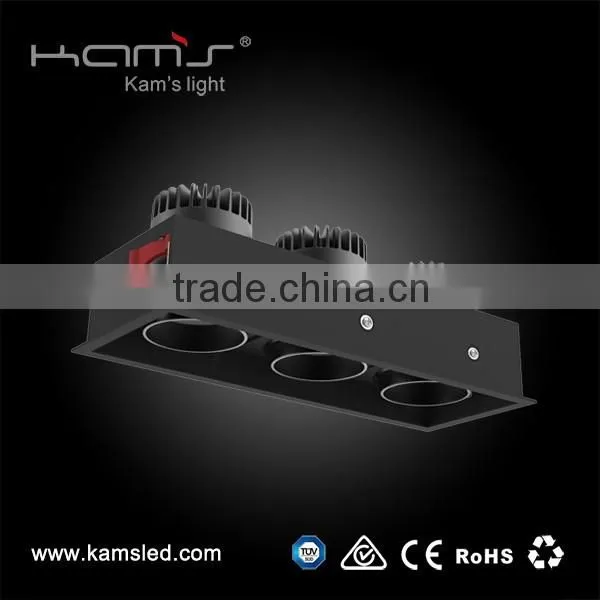 High lumen one head grille downlight recessed ceiling lamp square narrow trimless grille lighting