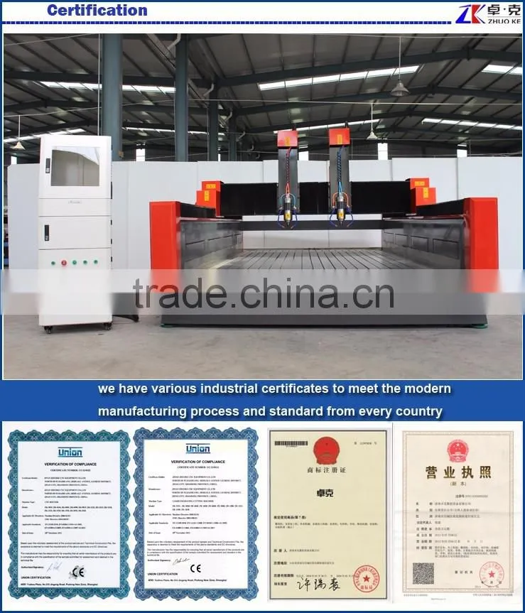Stone Router 3D Stone Carving CNC Router 1500*3000mm With High Z Axis 500mm PCI NCStudio Control ZK-1530