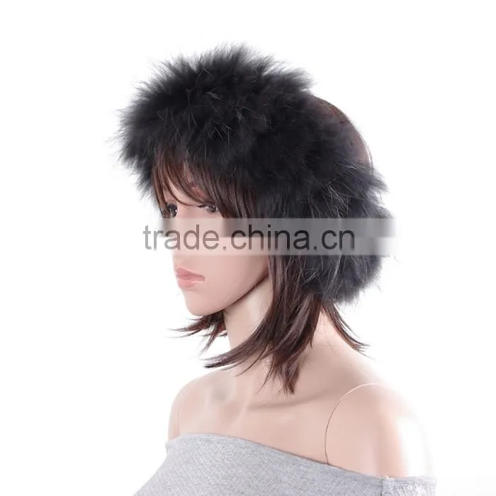 Ladies raccoon fur headband/knitted fur headband KZ150124