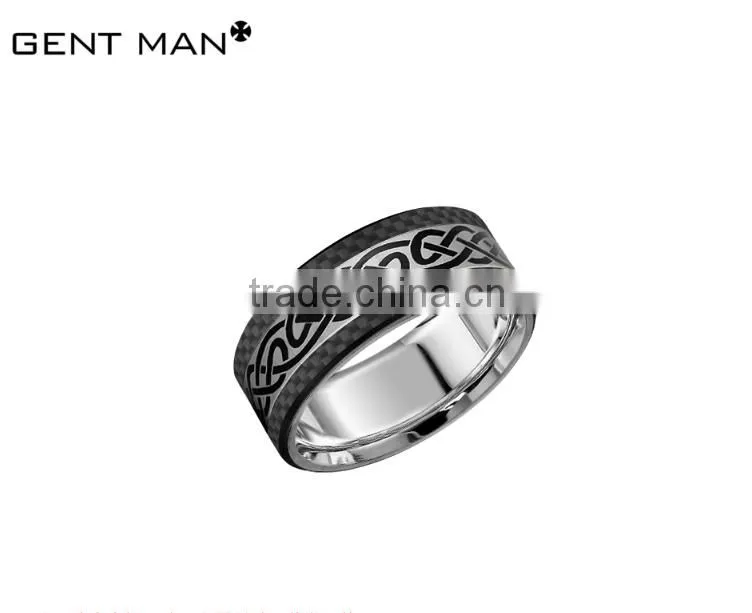 wholesales high Polish Titanium Rings black plating Wedding Band for Men carbon fiber titanium ring band