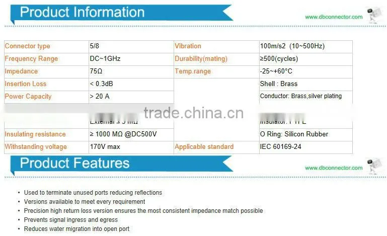 various of 75 ohm usb brass cable lock terminals