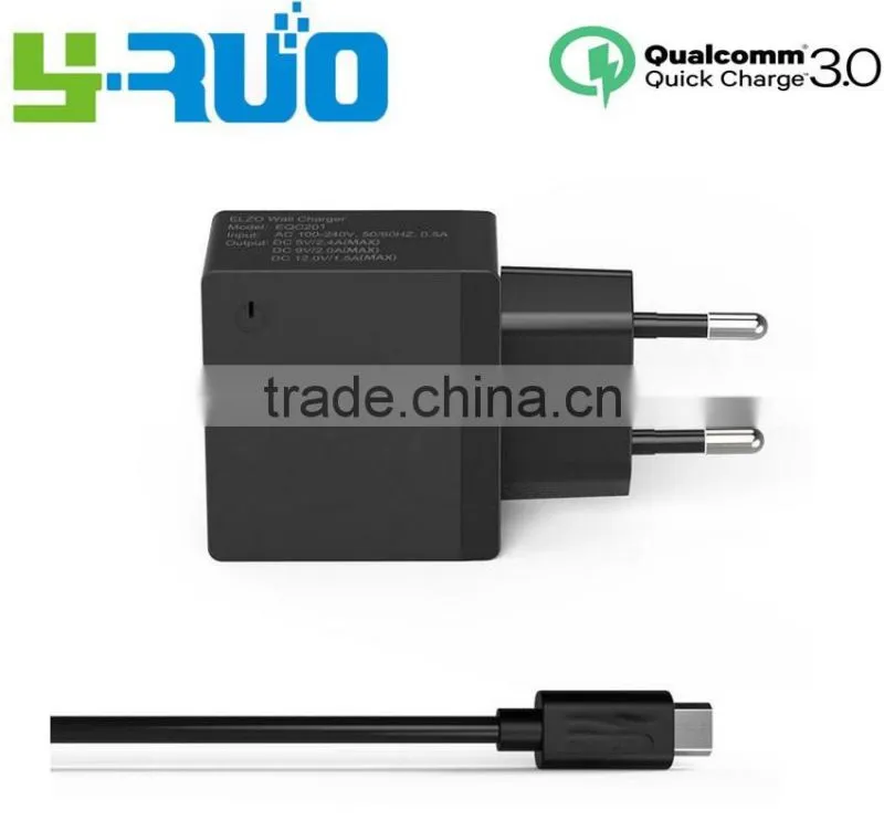 UK EU, US plug Qualcomm certified quick charge QC 3.0 /2.0 wall Charger Passed UL, ETL, FCC, CE