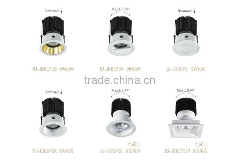 Square adjustable 6w 9w 13wled spotlight with aluminum heat sink
