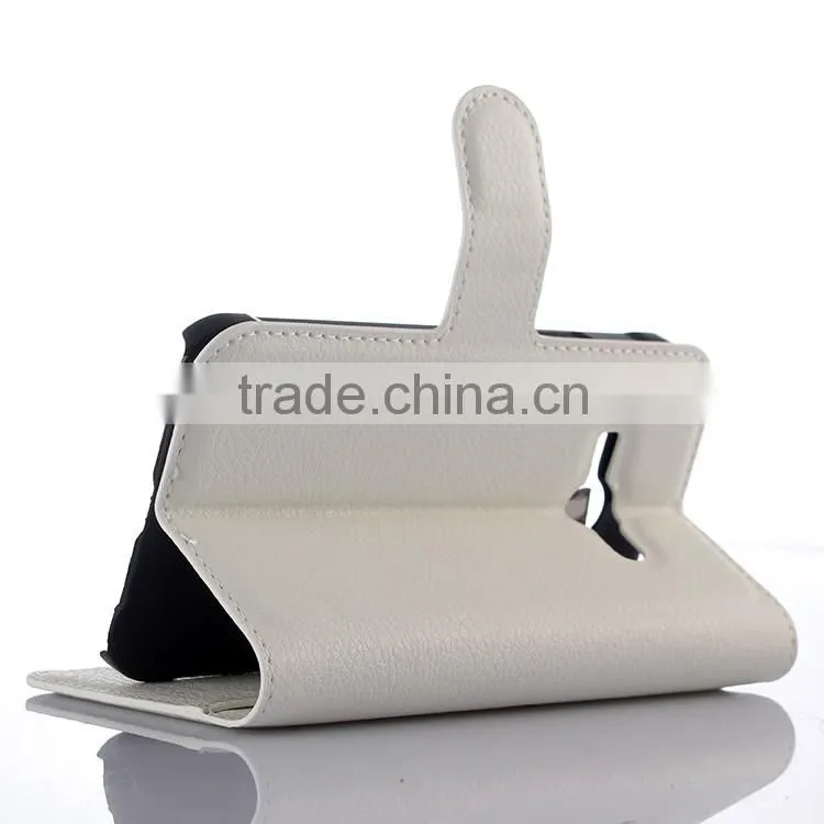 Factory Price Lichee Leather Pouch Wallet Case Folio Stand Cover for Samsung GALAXY J1 ACE