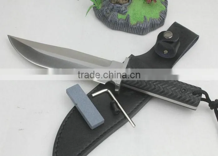 OEM G10 handle Combat Knife with sharpener stone