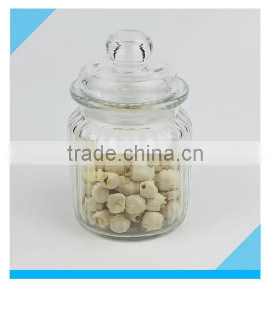 300ml Fancy Round Glass Candy Jar with Glass Lid
