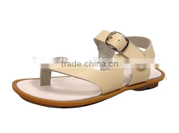 New Trendy Girls Pure Color Leather Casual Thong Sandals
