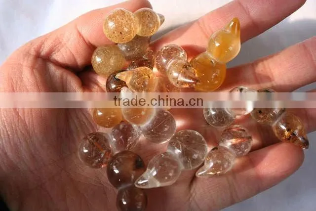 Rare Rutilated Quartz Rock Crystal GOURD Carving