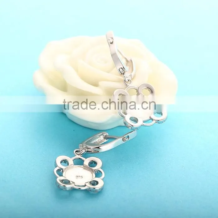 Opal Jewelry Hoop Earrings with White Stone Wholesale China SEI002W