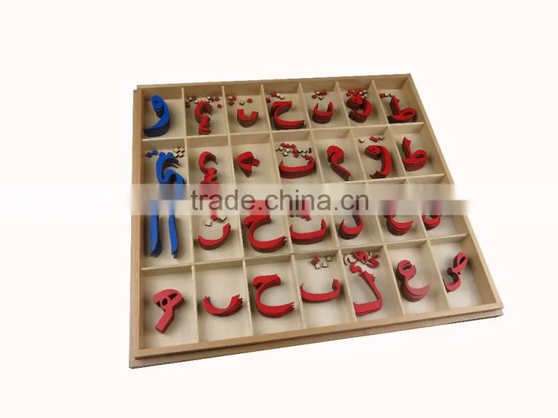 Montessori language learning material for arabic moveable alphabet