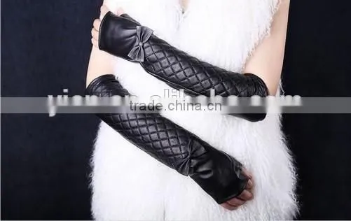 Stylish Black Long Grid Gloves 2016 Hot Fashion Long Grid Gloves
