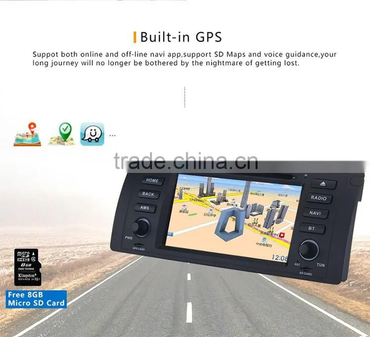 7 Inch 2 din White screen CPU DIY 1.6GHZ 16 GB Android car gps stereo sounds dvd player for BMW X5 E53