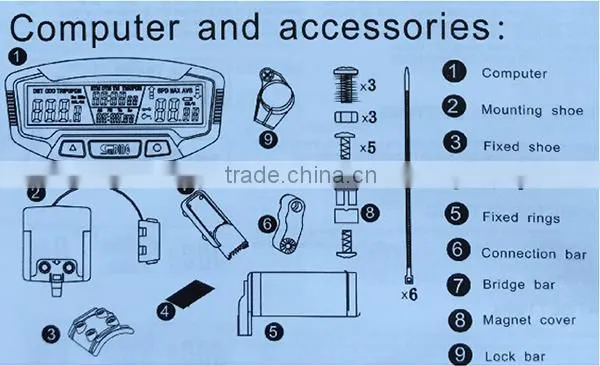 consumer electronics cycle speed meter bicycle computer back light model 558A